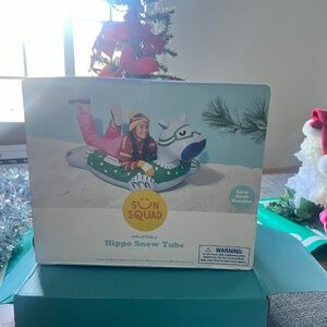 Snow Tube , Large, Inflatable, Hippo Snow Tube, Sun Squad
